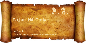 Major Nándor névjegykártya