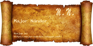 Major Nándor névjegykártya